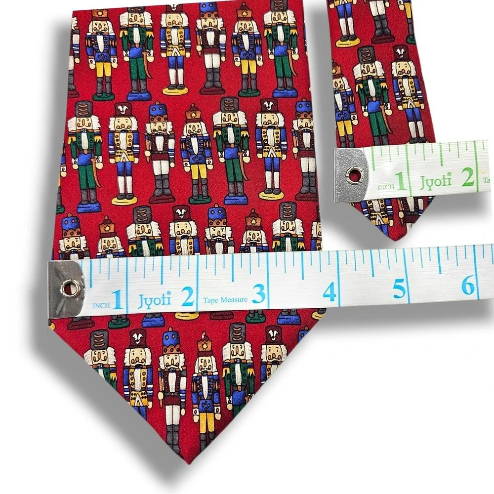 UNICEF Vintage Silk Necktie Nutcracker Christmas Red Holiday Charity Made USA OS